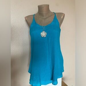 Y2k BCX Blue Flowy Tank Top with Lace Back